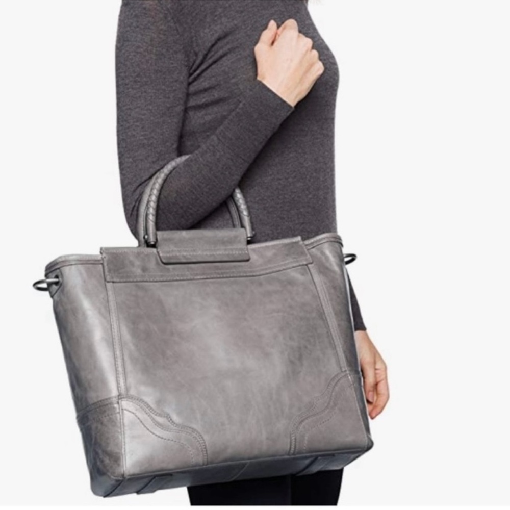 Frye Riviana Large Gray Leather Tote Bag *
